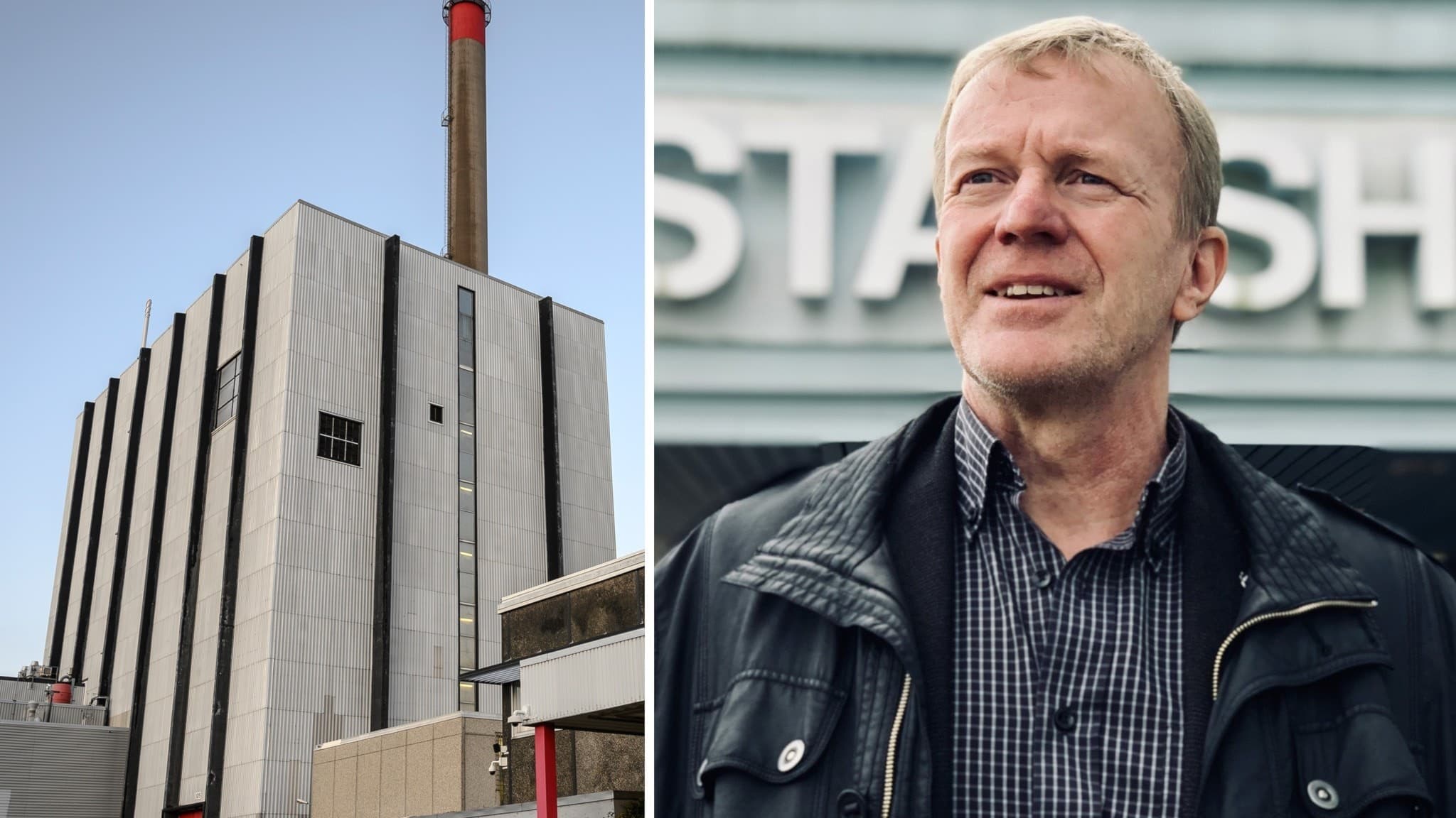 Delad bild med Ingvar Samuelson utanför stadshuset, kärnkraftverket Ringhals