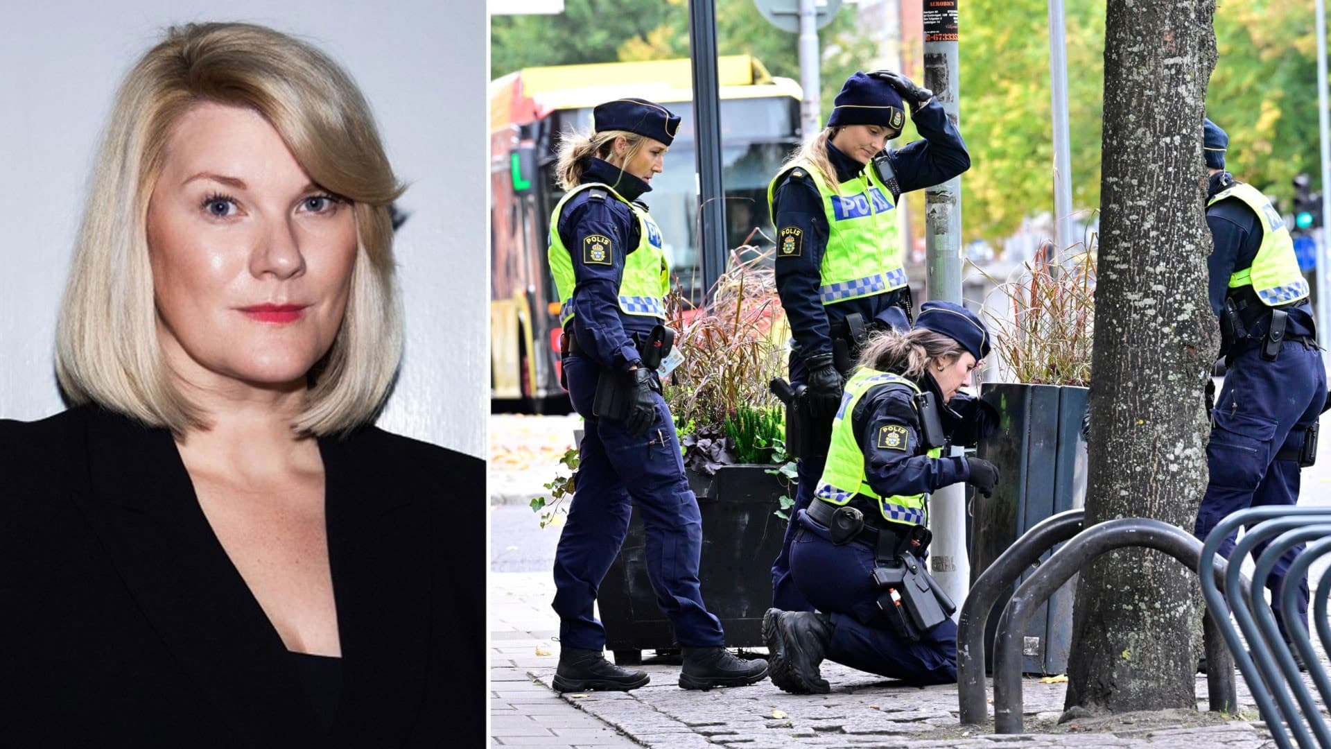 P3 Krims Petra Berggren och poliser i Gävle